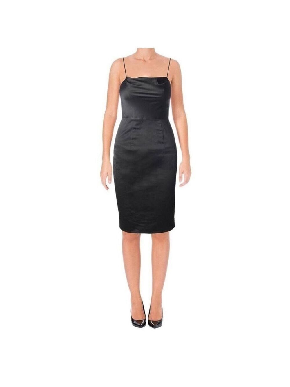 Vintage BARIANO Australia Classic Black Satin Strapless Pencil Dress Sz L